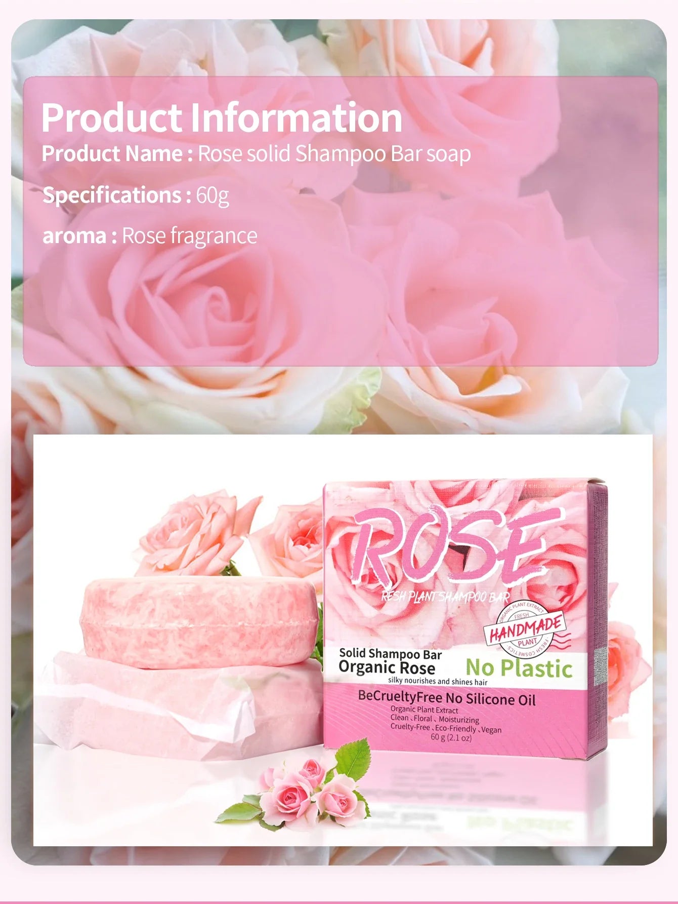🌹 Bloom & Shine Rose Shampoo Bar