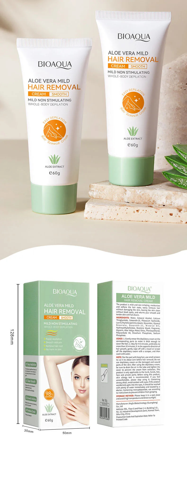 ✨ Silky Smooth Aloe Hair Removal Cream